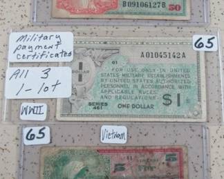 Military Payment Certificates - WWII & Vietnam Era