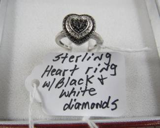 Sterling & Diamond Heart Ring