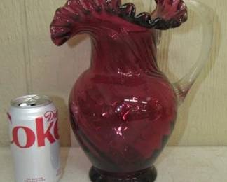 Cranberry Glass Pitcher