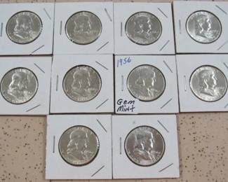 1956 Gem Mint Franklin Half Dollars