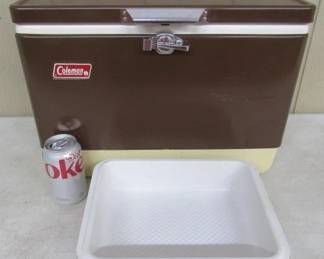 1960's - 1970's Brown Coleman Cooler w/Tray