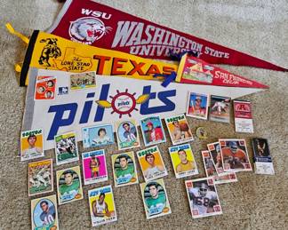 Pennants and Vintage Sports Cards - Joe Namath, Wilt Chamberlain 