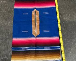Lot 808: Mexican Saltillo-Style Wool Serape Poncho, 39 × 18 in (photo 3)