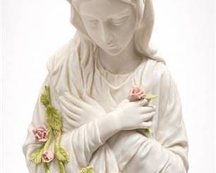 Lot 805: Bisque Porcelain Madonna Bust with Applied Florals — current bid $5