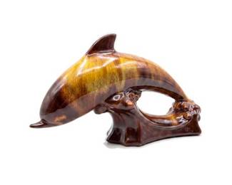 Lot 10036: Blue Mountain Pottery-Style Drip Glaze Dolphin Figurine (photo 2)