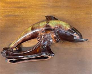 Lot 10036: Blue Mountain Pottery-Style Drip Glaze Dolphin Figurine (photo 6)