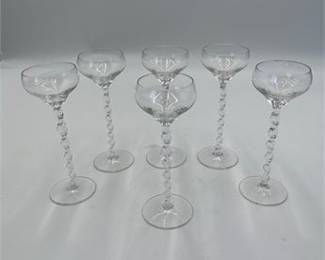 Lot 631: Twist-Stem Cordial Glasses, Set of 6, Colorless Glass (photo 2)