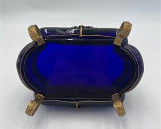 Lot 562: Louis XVI Style Cobalt Glass Jardiniere w/ Gilt Mounts (photo 3)