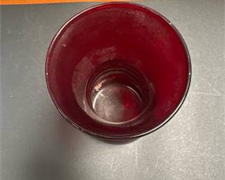 Lot 801: Anchor Hocking Royal Ruby Glass Vase, Mid-20th C. (photo 4)