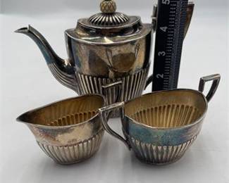 Lot 604: German .800 Silver Three-Piece Bachelor Tea Service (photo 5)