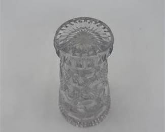 Lot 0689: Bohemian Czech Cut Crystal Trumpet Vase, Unmarked (photo 3)