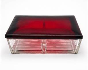 Lot 0762: Pressed Glass Divided Covered Box With Ruby Red Lid — current bid $6