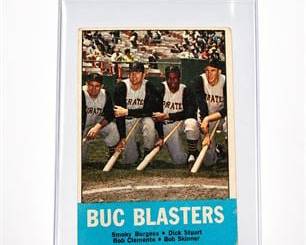 Lot 0751: 1963 Topps #18 "Buc Blasters" Baseball Card — current bid $5