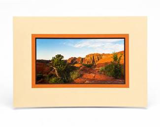 Lot 0775: Matted Color Photograph of a Red-Rock Canyon Landscape — current bid $5