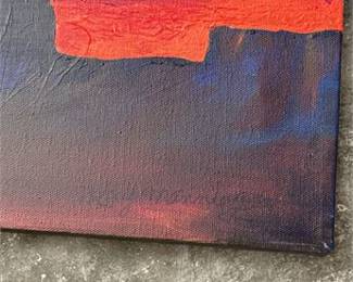 Lot 0773: Abstract Mixed-Media Painting on Canvas with Gold Leaf (photo 2)