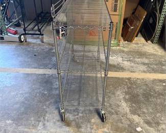 Lot 0533: Three-Tier Mobile Chrome Wire Shelving Cart, 18×48×40 in (photo 2)