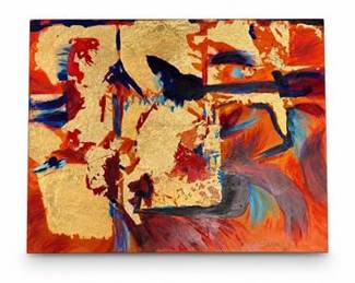Lot 0774: Abstract Gestural Painting, Signed "mary manning," 16×20 in — current bid $5