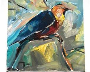 Lot 813: Jose Trujillo "The Sparrow" Oil on Canvas, 2019 — current bid $21