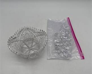 Lot 0694: American Brilliant-Style Cut Glass Bowl with Stones (photo 2)