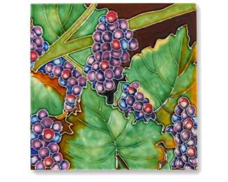Lot 10033: Tube-Lined Polychrome Ceramic Grapevine Wall Tile (photo 2)