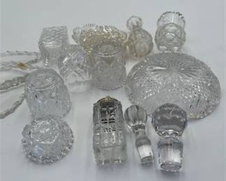 Lot 642: Cut & Pressed Glass Tableware Lot with White-Metal Caster (photo 3)