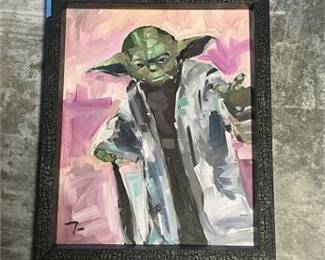 Lot 0731: Jose Trujillo "A Personal Yoda" Oil on Canvas, 2019 — current bid $13