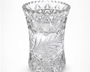 Lot 0693: American Brilliant Style Cut & Engraved Glass Fern Vase — current bid $5