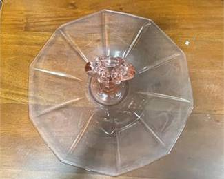 Lot 10011: Pink Depression Glass Console Set, c.1930s, 5 Pcs (photo 4)