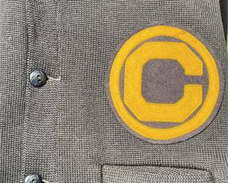 Lot 10037: Gray Knit Varsity Letterman Cardigan With Felt C Patch (photo 4)