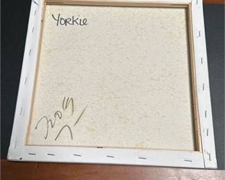 Lot 809: Jose Trujillo Oil on Canvas "Yorkie" Portrait, 12×12 in (photo 2)
