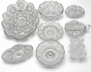 Lot 0674: American Brilliant Period Cut Glass Tableware, 13 Pcs — current bid $6