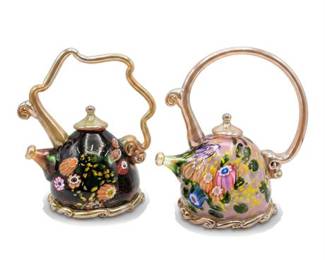 Lot 10015: Attributed Paul Counts Millefiori Art Glass Teapots (photo 2)