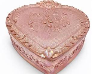 Lot 0591: Fenton Art Glass Pink Iridized Pressed Glass Trinket Box — current bid $22