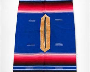 Lot 808: Mexican Saltillo-Style Wool Serape Poncho, 39 × 18 in — current bid $34