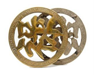 Lot 10047: Chinese Brass Character Trivet / Wall Plaque (photo 2)