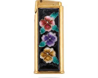 Lot 10028: Gold-Tone Enamel Floral Pocket Lighter, "Pink Lady" (photo 2)