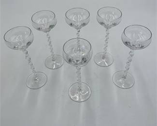 Lot 631: Twist-Stem Cordial Glasses, Set of 6, Colorless Glass (photo 4)