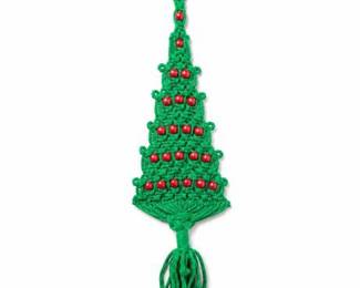 Lot 10038: Handmade Macrame Christmas Tree Wall Hanging — current bid $5