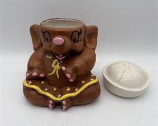 Lot 0325: Figural Ceramic Mouse Cookie Jar, Sailor-Hat Lid (photo 4)
