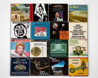 Lot 10060: Lot of ~20 Vintage Classical & Broadway LPs — current bid $5