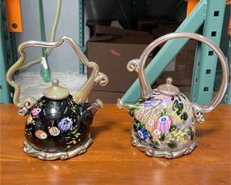 Lot 10015: Attributed Paul Counts Millefiori Art Glass Teapots (photo 7)
