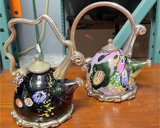 Lot 10015: Attributed Paul Counts Millefiori Art Glass Teapots (photo 4)