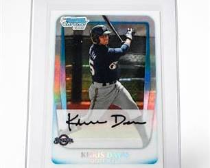 Lot 0754: 2011 Bowman Chrome Khris Davis Refractor Auto #160/500 — current bid $5