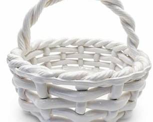 Lot 378: Studio Nova (Mikasa) White Glazed Ceramic Basket — current bid $5