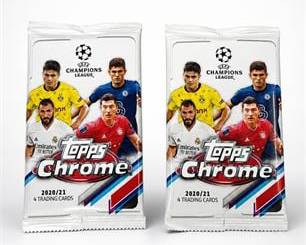 Lot 0759: Topps Chrome UEFA Champions League 2020/21 (2 Sealed Packs) — current bid $5