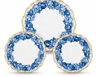 Lot 10019: Schumann Heirloom Blue Porcelain Plates, Set of Three — current bid $8