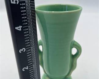 Lot 560: American Art Pottery Green Two-Handled Vase (photo 6)