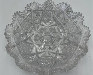 Lot 646: American Brilliant Period Cut Glass Low Bowl, 9 in. (photo 4)