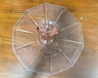 Lot 10011: Pink Depression Glass Console Set, c.1930s, 5 Pcs (photo 12)
