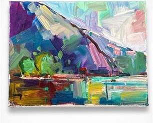 Lot 822: Jose Trujillo "Mountains in Purple" Oil on Canvas — current bid $21